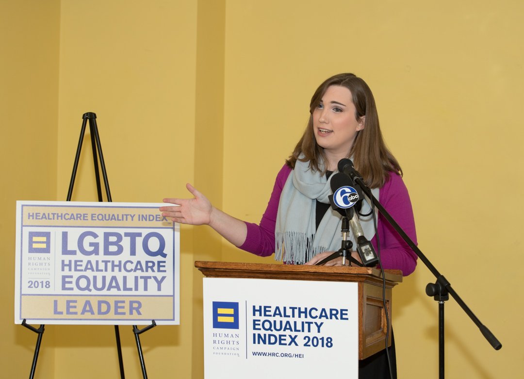 Parents, health care professionals, and community advocates at HRC's 2018 HEI launch.