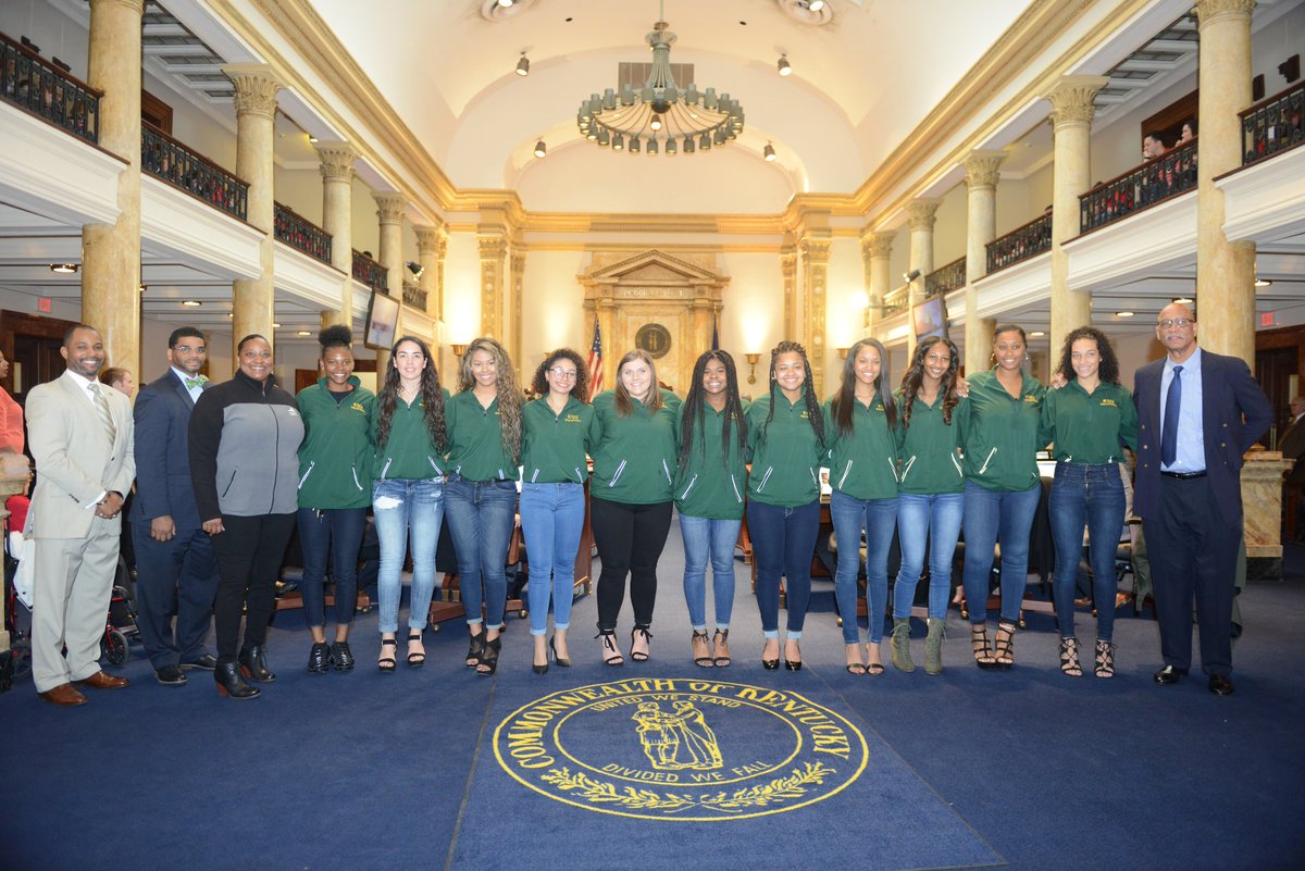 KyStateU's tweet photo. Earlier Today: The @KyStateU Volleyball Team was recognized in the Kentucky Legislature by Senator Carroll for their accomplishment as @TheSIAC Champions. #BredWomen https://t.co/DjuUMMvJZK