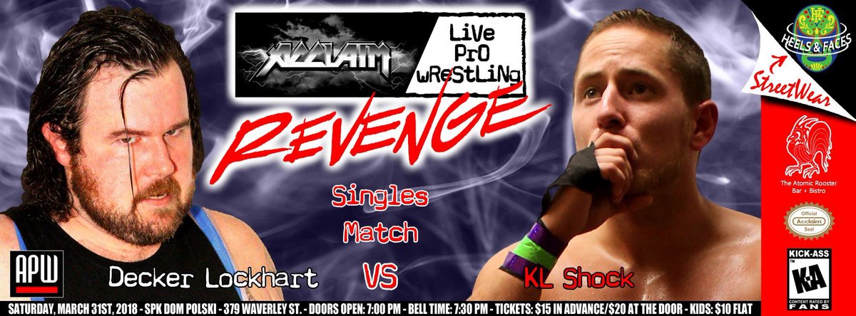 Acclaim_Pro's tweet photo. #SinglesMatch: Still riding the high from ending his over 2 year long losing streak, @FeelTheShocker’s joy may be very short lived as he faces one of APW’s biggest and baddest, @DeckerTheAx.
#Mar31st #Revenge
https://t.co/h6O7S8Aqf2 https://t.co/VJbrQC43by