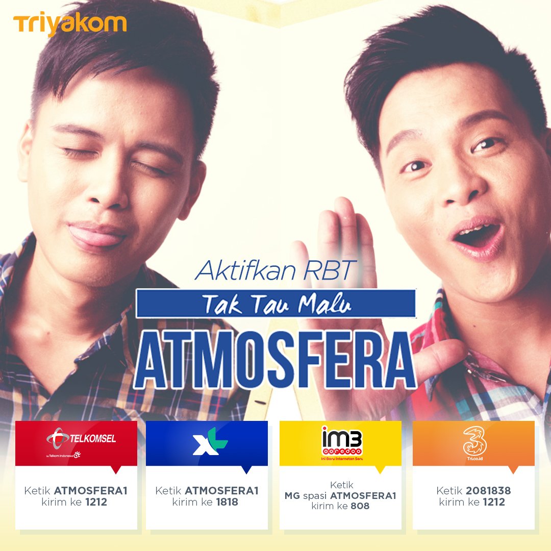 Nahh kalau duo yang satu ini lagunya lagi viral lhooo di sosmed! Biar followers mimin ga kudet, langsung aktifin RBT Tak Tau Malu dari <a href="/AtmosferaBnd/">atmosfera_official</a> yukk 😉😉