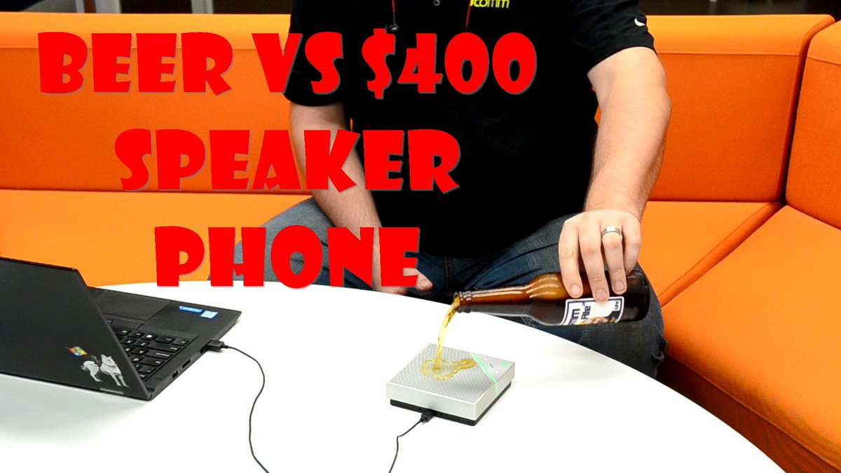 ICommAUS's tweet photo. Our #UCMadScientist @atreidae has been at it again! He's gone & poured BEER on the #PolycomVoxBox in his off-the-cuff comparison of it & the Jabra Speaks 710. Check it out here: https://t.co/5zZYJ1jBuM #videoconferencing #remotework https://t.co/aYC2Bc6zkl