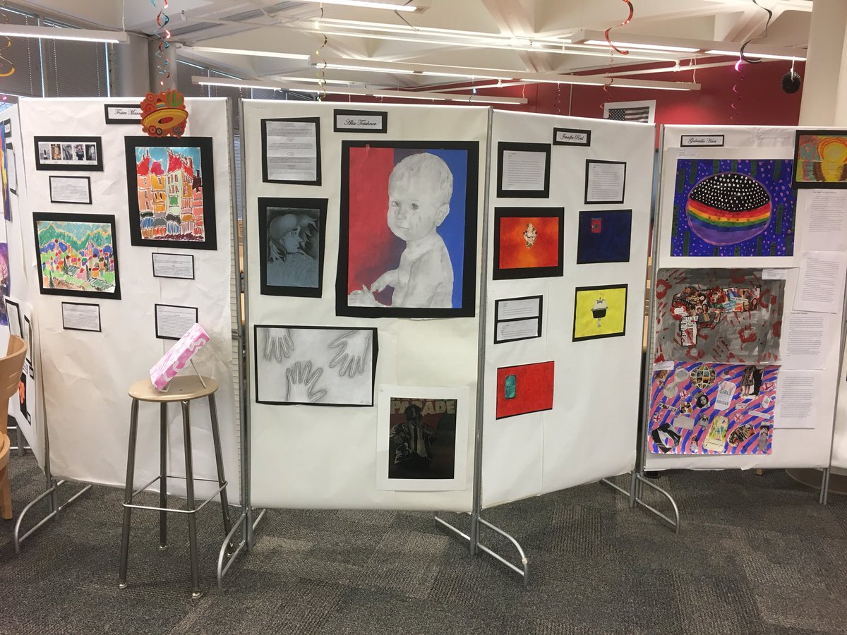 APSMHJHSJaguars's tweet photo. Unbelievable display of Art by our @MJHSIBProgram students! Our media center was transformed into the MJJ Art Gallery this evening! Amazed by the artwork! Amazed by our students! @shaunadaisy7 @sara_womack @CarstarphenMJ @dan_a_sims @mjjptsa @Atldepsupt @IsparksJr https://t.co/IAVmgMTt4U