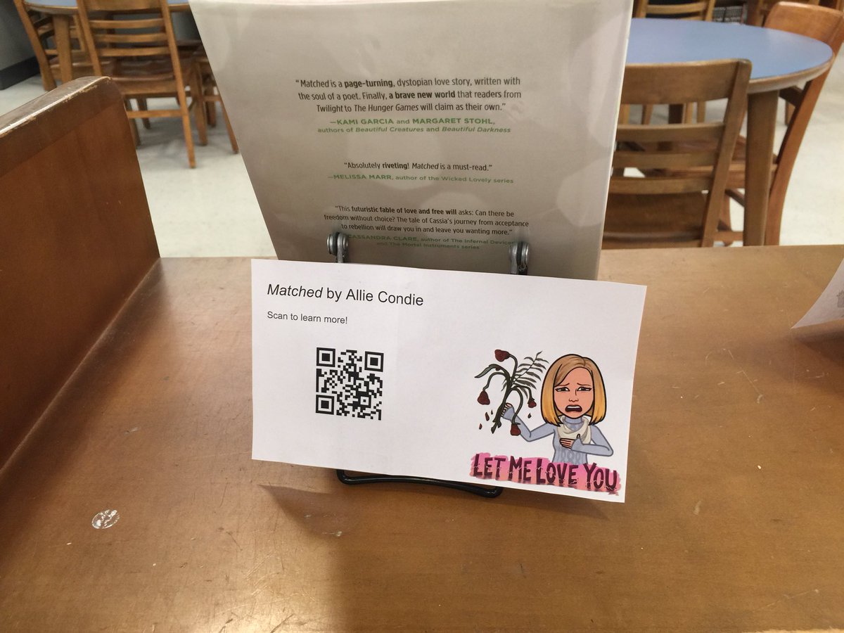 BrooksieBKramer's tweet photo. I’m pretty excited by how these turned out: @Bitmoji book talkers with QR codes leading to @Flipgrid book talks. #tlchat #edchat #futurereadylibs https://t.co/eNaQwl50nU