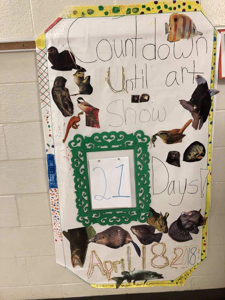 mollykfoster's tweet photo. Hollymead’s Earth Day Art Show countdown has begun!  Join us on April 18 to see awesome art, learn about animals and our environment and be part of the change you wish to see in the world! @HornetNews https://t.co/w5faSQSw8Q