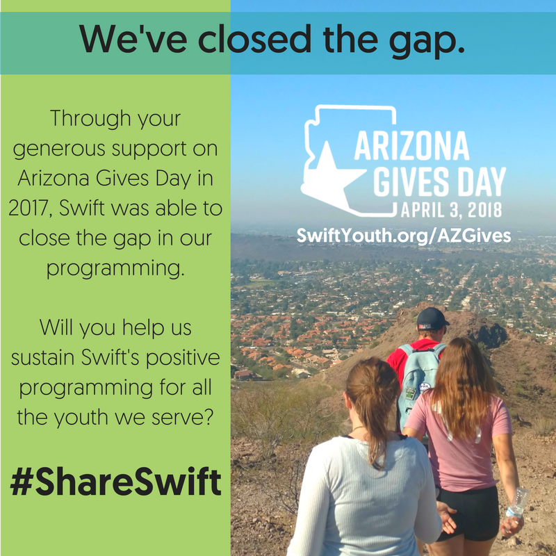 swiftyouthaz's tweet photo. You made this possible! Through @azgives last year, you raised the funds necessary to close the gap in our programming & establish #ClubSwiftJr! Thank you! Sustain this & Swift's other positive programming by scheduling your support this #AZGivesDay! https://t.co/MUDsRKjS1s https://t.co/SZULK5HGer