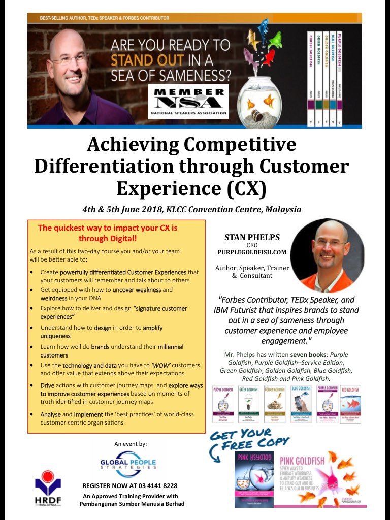 GPSAsia's tweet image. Be the 1st in Malaysia to receive the newly launched  "Pink Goldfish" book and Get ready to defy ordinary this June with the Author Stan Phelps! @StanPhelpsPG 

#pinkgoldfish #stanphelps #competitivedifferentiation #customerexperiencemalaysia #cxmalaysia #customercentric