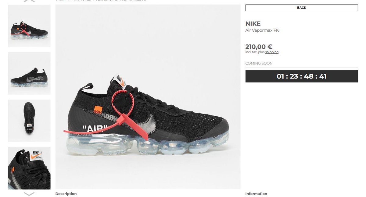 more_sneakers's tweet photo. Countdown live on SOLEBOX
Off-White x Nike Air VaporMax Flyknit ‘Black’
=>https://t.co/S4JKsPNjLS

S/O to them, tired of all these raffles https://t.co/47sTM46alD