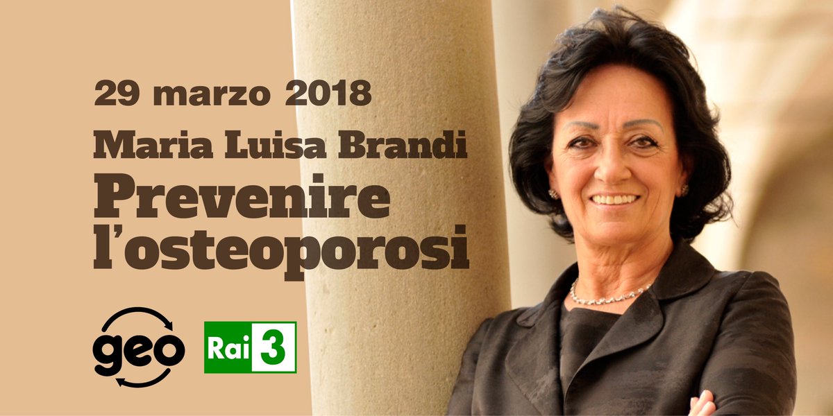 FondazioneFirmo's tweet photo. #prevenzione e #osteoporosi: Maria Luisa Brandi ospite di #geo su #Rai3 il 29 marzo #amaletueossa #proteggiiltuofuturo #ossaforti #fondazionefirmo #marialuisabrandi #loveyourbones #osteoporosis https://t.co/O1O3c1CKXh
