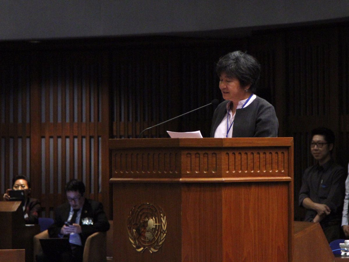 "We need stronger political will and more concerted action from all of us to dismantle systemic barriers, enable more people engagament in #sustdev efforts" - Indigenous human rights defender Ms.Joan Carling speaks up on behalf of #CSOs at #APFSD.