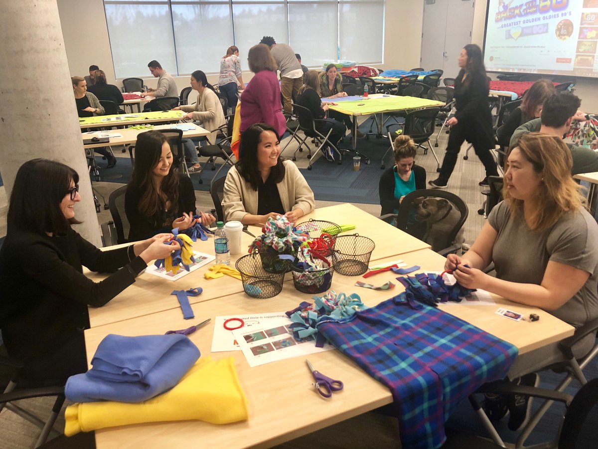 At <a href="/Banfield/">Banfield Pet Hospital</a> we believe in giving back! Today our Talent Acquisition team had the amazing opportunity to take time out of our busy day to make cat toys and dog blankets that we're donating to <a href="/thepixieproject/">thepixieproject</a> and <a href="/fdnls/">FamilyDogs NewLife</a> #bettertogether