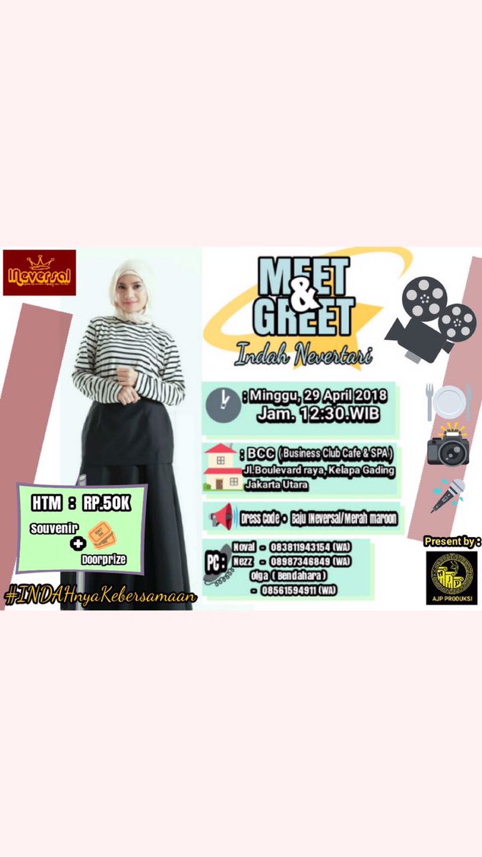 yulli_uliil's tweet photo. Ayoo buruan daftar Meet N Greet bareng Indah Nevertari 👏🙌 https://t.co/1DFtiAo1lW