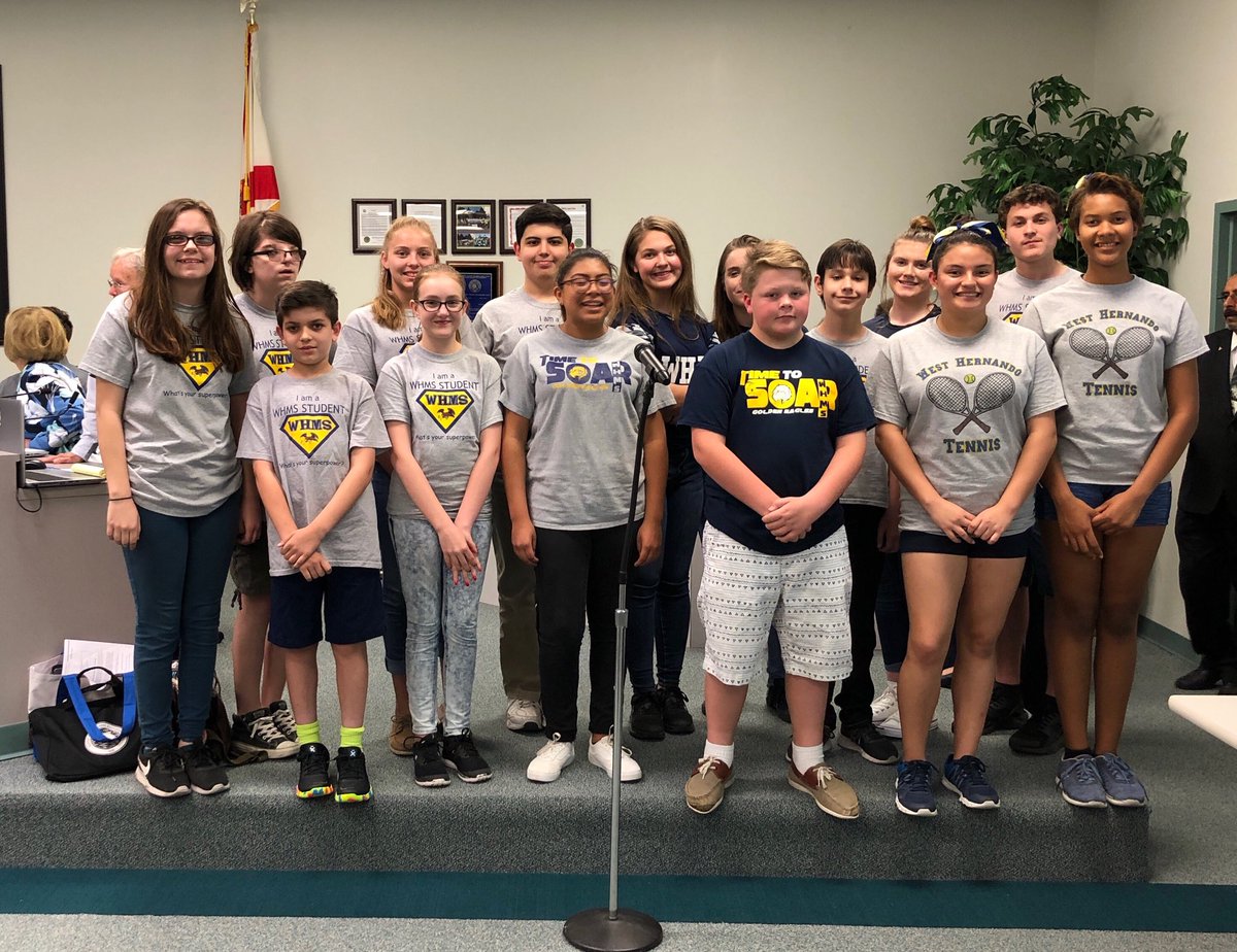 Proud of WHMS students who led the Pledge of Allegiance at the School Board meeting tonight. Thank you students and parents!