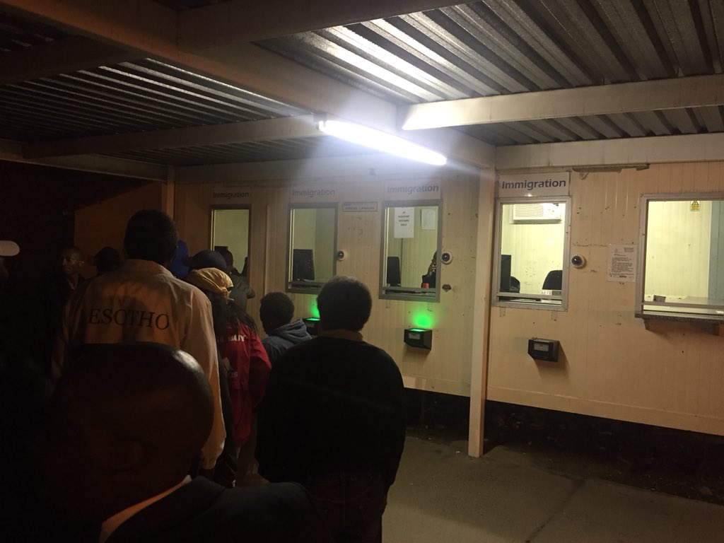 <a href="/ntateRaps/">Rapelang Radebe</a> Maseru border post now....one immigration officer as always. 2nd one only checking SA passport...don’t care that there are none. This is what ordinary Basotho go through every single day.....