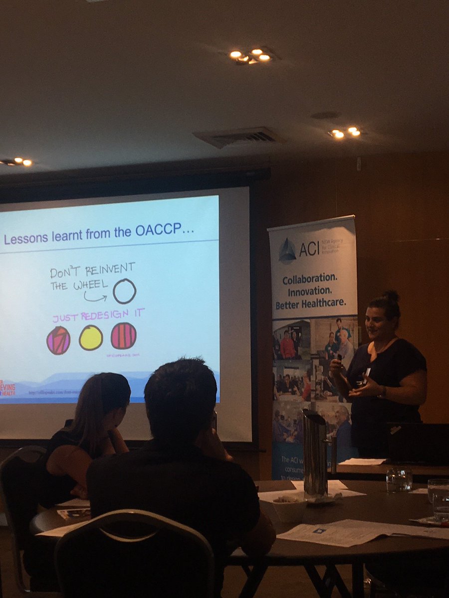 nic_cook3's tweet photo. "Don't reinvent the wheel, redesign it!" Emma Saad sharing her experience of setting up a new service at #MSKLBVC Workshop #OACCP #ORP @RehabRobyn @Jentragardh @nswaci https://t.co/1IWSACRo9F