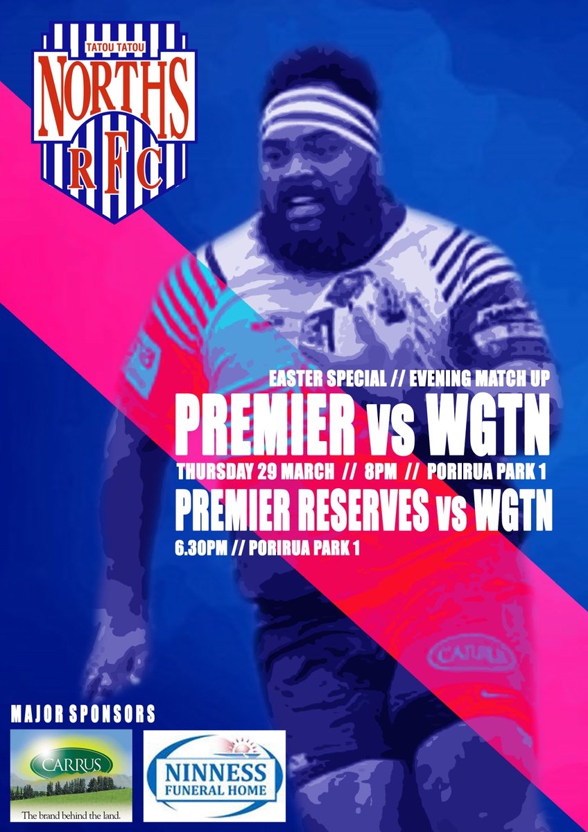NorthsURFC's tweet photo. Easter Evening Match tomorrow night vs @WgtnFCAxemen at Porirua Park #JerryCollinsStadium See you there! #SwindaleShield #HarperLockShield #Easter #ReasonForTheSeason #Sacrifice https://t.co/o5PT8yij0C