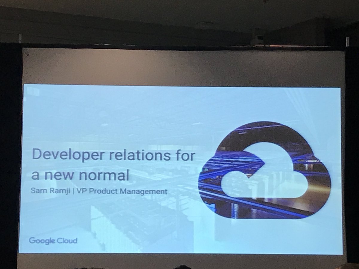maxkatz's tweet photo. "Developer Relations for a new normal" by @sramji #DevRelConference2018 #in https://t.co/bnPpDbrCIO