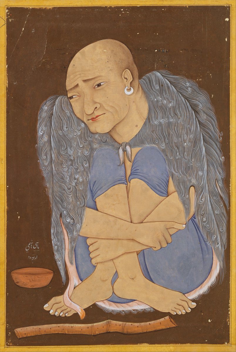 metmuseum's tweet photo. The fur, the alms bowl, the flute, and the trance-like meditative state identify this figure as a dervish, or a sufi, a Muslim mystic who has renounced the material aspects of existence. https://t.co/vFzQomF9zr https://t.co/KOlxyNC3Tx