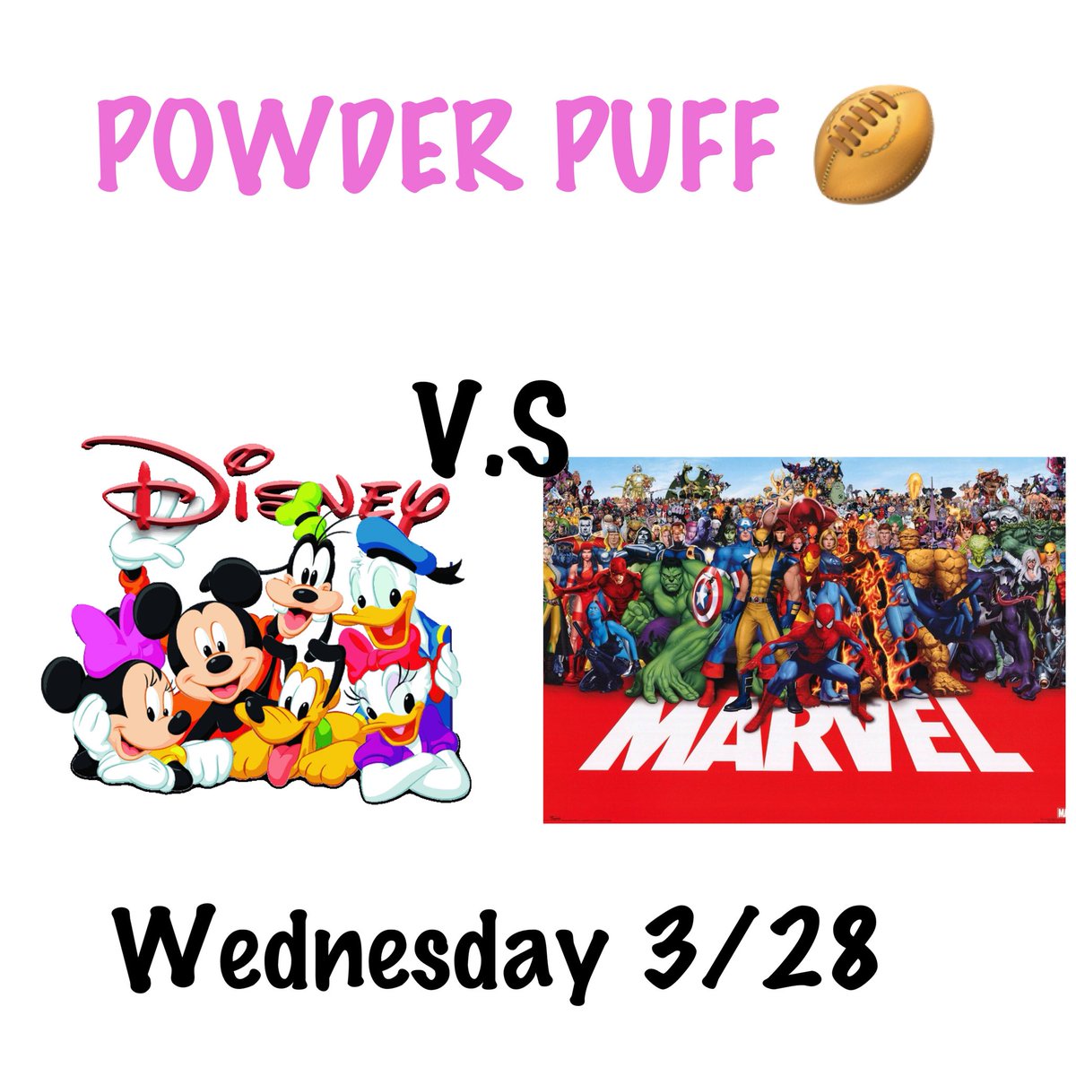 LHSblazers's tweet photo. DON’T FORGET TOMORROW IS DISNEY VS MARVEL!!! 🔥 LET’S SEE WHAT CLASS HAS MORE SCHOOL SPIRIT 🤪 #2018powderpuff #battleoftheclasses https://t.co/l9JhrOsBx2