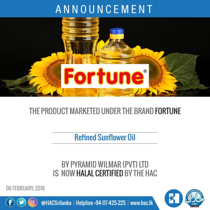 Hac Sri Lanka On Twitter Fortune Refined Sunflower Oil Is Halal
