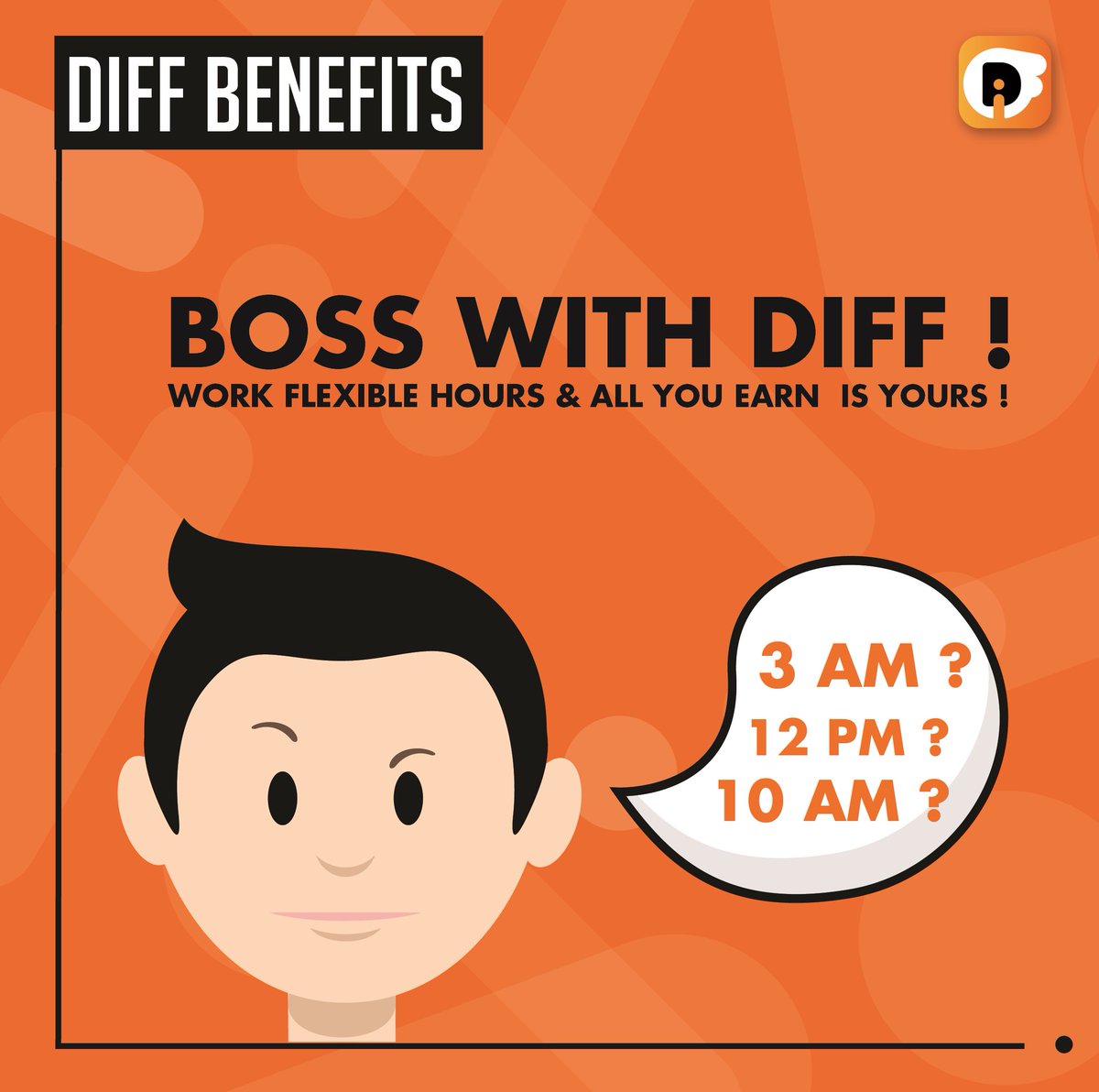 diffride's tweet image. Flexible hours and what you earn is all yours; that is how you 'boss' in #DIFF!

Start building your empire;
goo.gl/g7K5qd

Visit our website at diff.com.my for more information.

#PaintYourTownOrange
#diffride
#WeMakeTheDifference