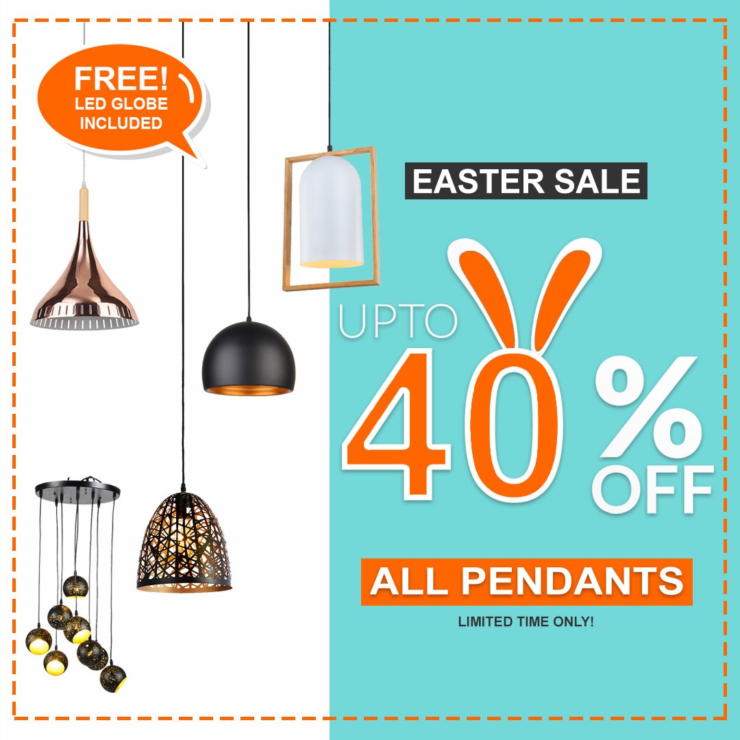 lightonlineshop's tweet photo. Don't miss out on EASTER SALE! 
Up to 40% off All Pendants!

https://t.co/IWHcj2QOhV
#pendantlights #ledpendant #pendantlight #ledlights

Happy Easter! https://t.co/v4MX1iq3AE