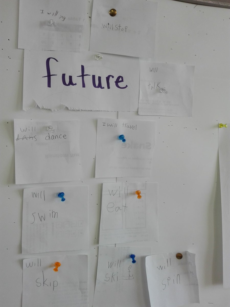 MsRachelCouture's tweet image. Brainstorming different verbs then sorting by tenses in preparation for recount writing. #learningatkis