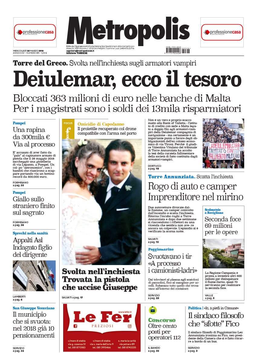 metropolis_web's tweet photo. La prima pagina edizione #torrese in edicola oggi https://t.co/X6Qg4Z4A2V