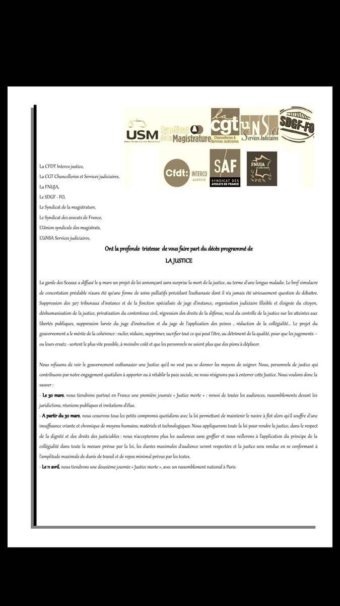 Décès programmé de la Justice