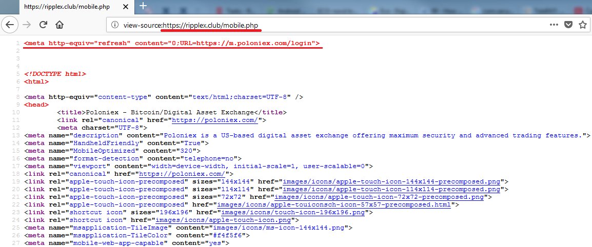 LukasStefanko's tweet photo. I found fake @Poloniex app on Google Play in a feeding phase. 
After start, opens phishing web with redirection to legit Poloniex. If there is large user base then there wont be any redirection. https://t.co/0UYMV9yIDA