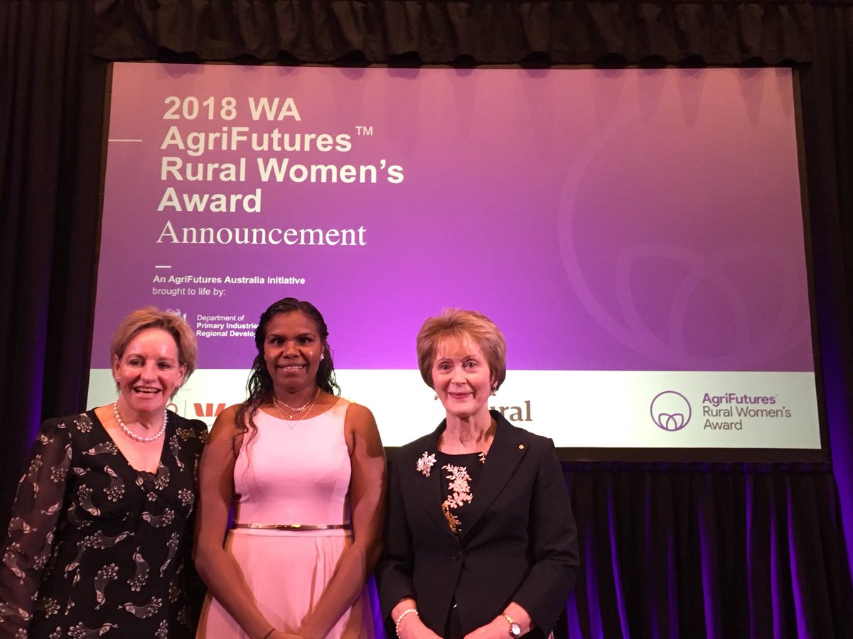 AlannahMac's tweet photo. Congrats to Darrylin Gordon, winner of the 2018 WA Rural Women’s Award: Darrylin’s program is getting young Aboriginal people in the Kimberley involved in the pastoral industry, driving change in her community. Inspiring women leading the way in WA ag and regional development! https://t.co/n6NyloJ9Co