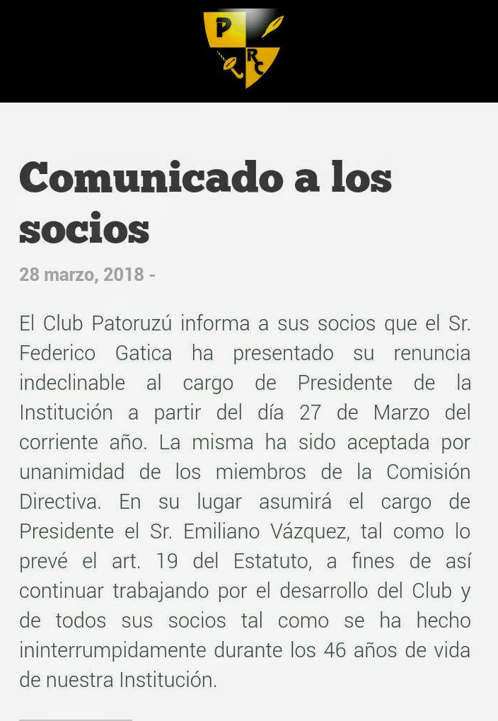 MaruOrtizTw's tweet photo. Renuncia aceptada a #FedericoGatica en @patoruzurc https://t.co/lBbR2CMoEi