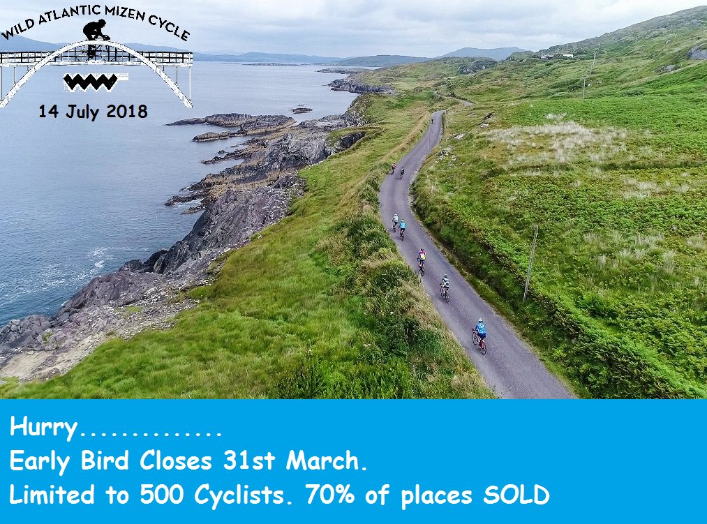 wamcycle's tweet photo. Early Bird registration for The Wild Atlantic Mizen Cycle 2018 closes on  31st March. Book now for €53 (€58 thereafter).
 https://t.co/kGIplKiyRG https://t.co/qc3npGBo1z