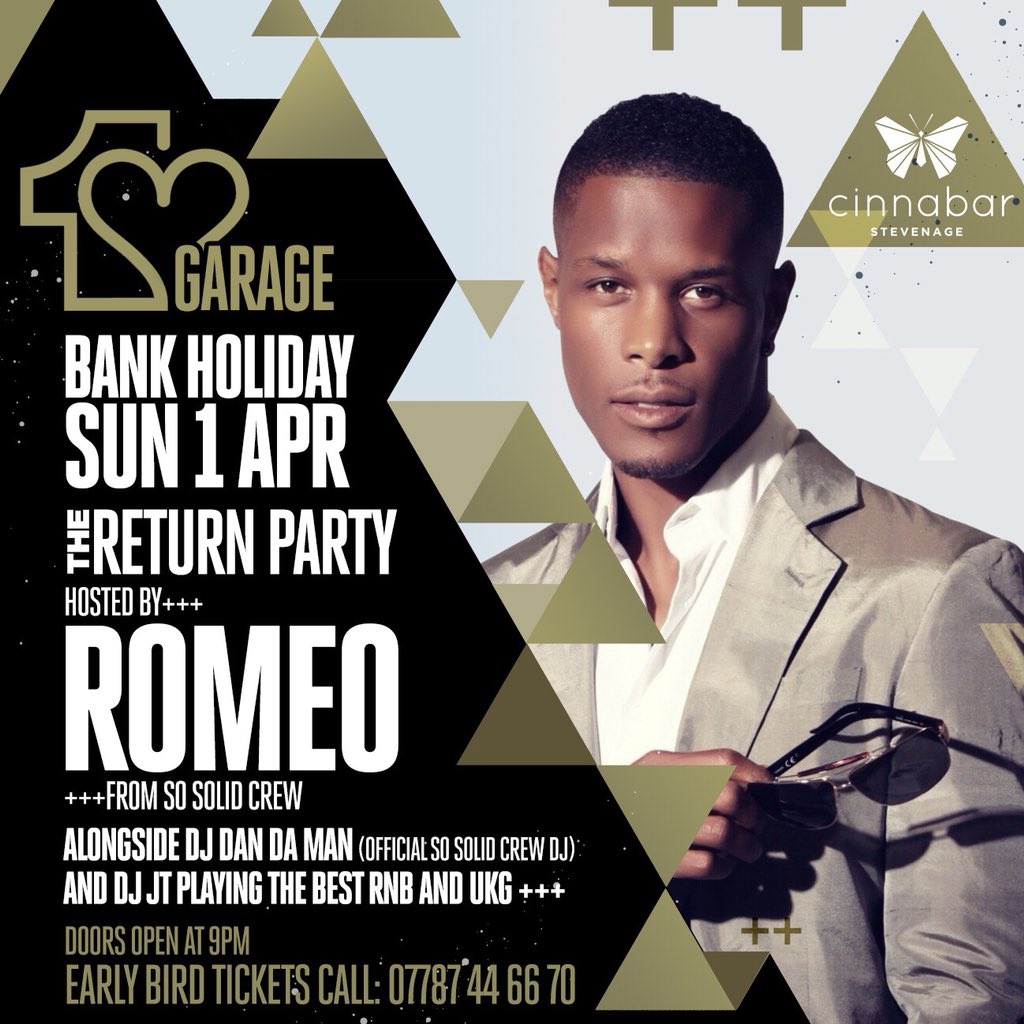Sunday is looking VERY special.. 

We are pleased to welcome #Number1Garage alongside So Solid Crew’s <a href="/RomeoLondon/">Romeo</a> + <a href="/DANDAMANSOSOLID/">DANDAMANSOSOLID</a> 🔥🔥

Doors open from 9pm and early arrival is strongly advised! 

#BankHoliday #NoWorkMonday