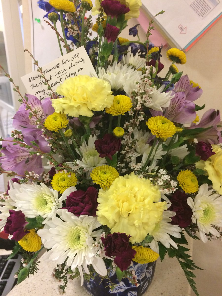 JBColeRN's tweet photo. What a wonderful surprise, we had a patient bring us flowers!  “Many thanks for all the great care during my recent stay on 3rd floor at IU Health-you are the best!” #PCUrocks, #WeDeliverWednesday @IU_HealthNorth @YousoAMAZING https://t.co/ZVchD4NR9m