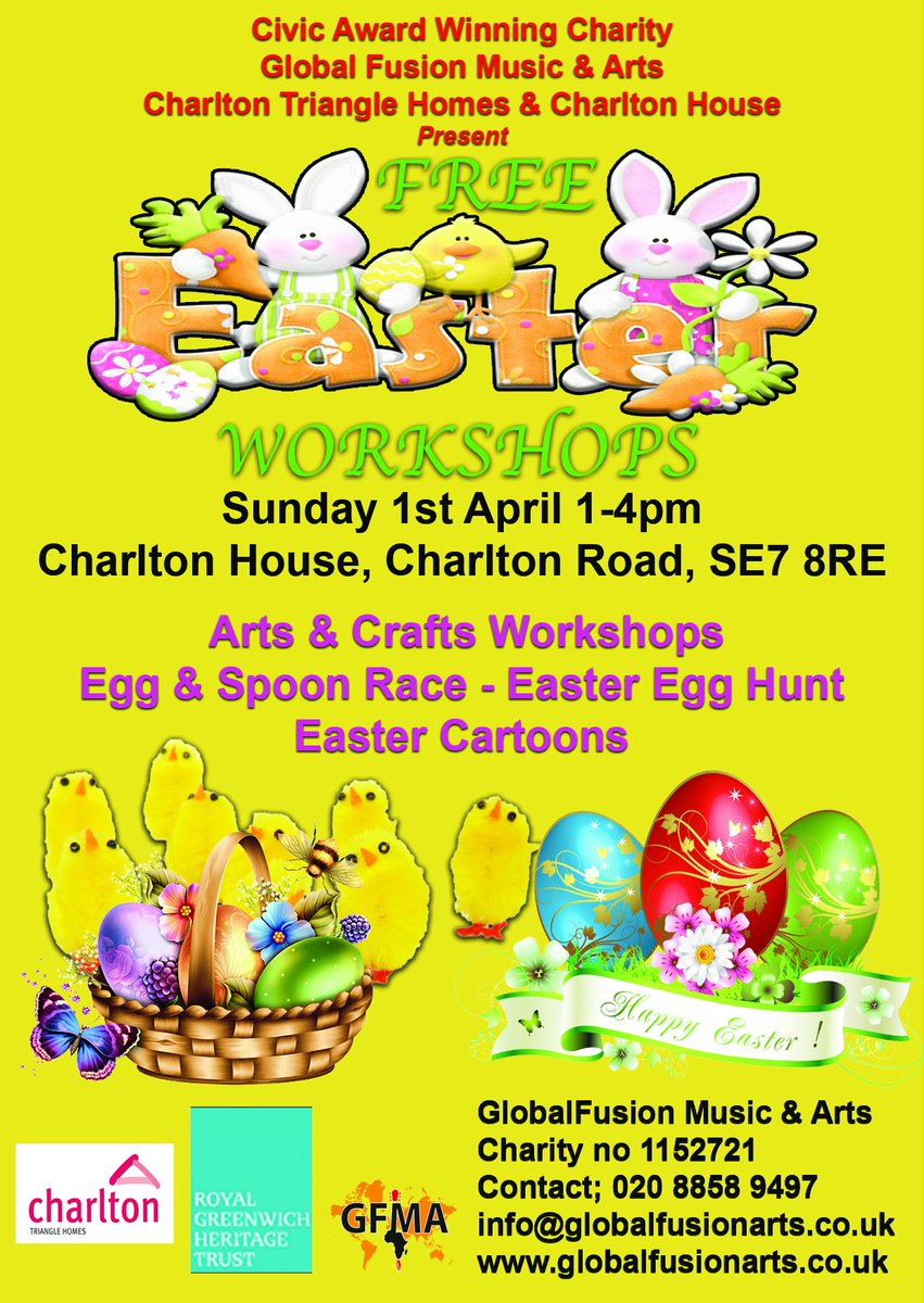 CharltonHouseGW's tweet photo. This Sunday come along to @charlton_house for @GloblFusionArts Easter Workshops! From 1pm-4pm enjoy egg hunts, egg and spoon races, arts and crafts, and so much more! All ages welcome! #Easter #Egghunt #Arts #GlobalFusion #Historichouse https://t.co/FPAFfi8E4j