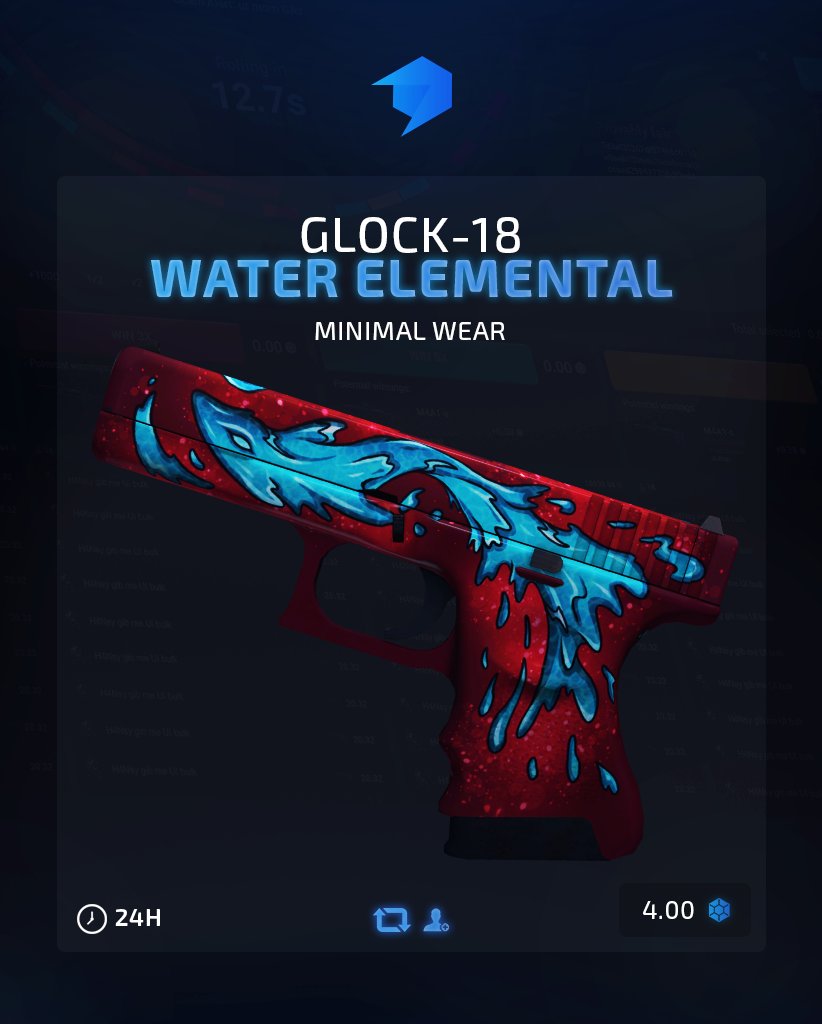 KaioluOfficial's tweet image. Glock-18 | Water Elemental - Giveaway 

✔Retweet, Follow
✔Follow @CSGO_Bulk
✔Tag a Friend 

Winner drawn in 24 Hours