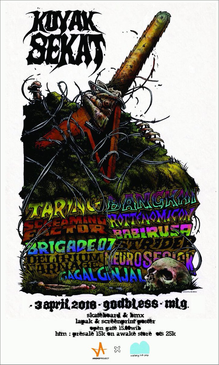 Koyak Sekat 3 April 2018
@godblesscafe2 bersama
<a href="/taringhardcore/">TARING</a> @screamingfactor @babirusa_official <a href="/StriderHeavy/">STRIDER</a> <a href="/NeurosesicK_MLG/">NeurosesicK</a> @deliriumcarnage <a href="/gagalginjal_MLG/">Gagal Ginjal Punk</a> open gate 15:00 wib
presale 15k <a href="/awakeprojectID/">Awake Project</a> malang dan on the spot 25k