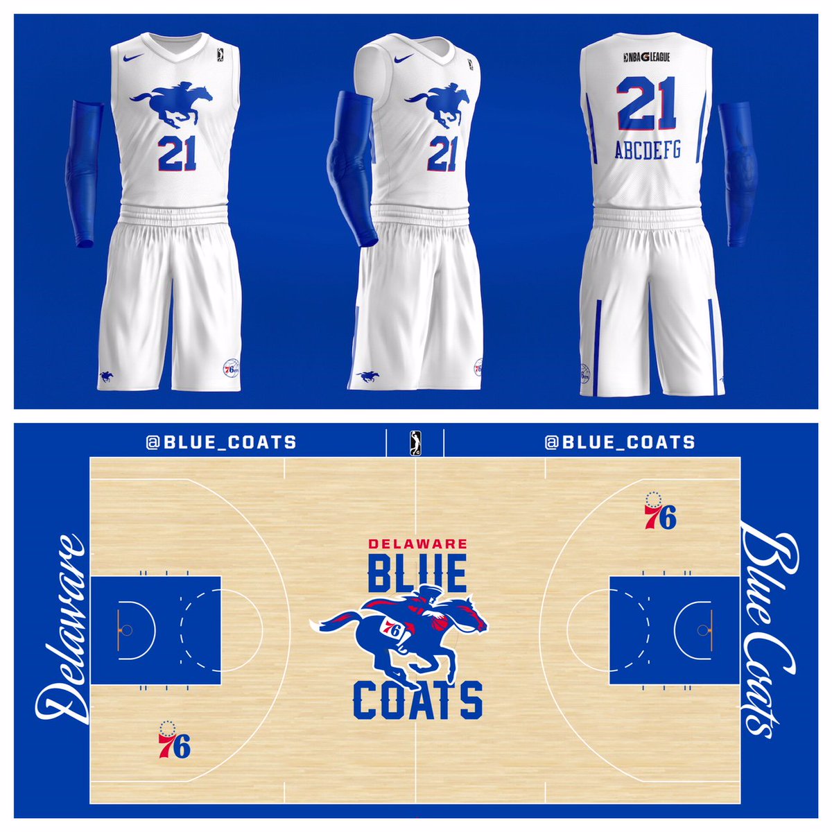 ScottONeil's tweet photo. HBSE &amp; @Sixers are proud to announce new historically-inspired brand identity for our @NBAGLeague team: The Delaware Blue Coats (@Blue_Coats), moinvg 2 new 140,000-sq ft 76ers Fieldhouse in Wilmington DE #87ersNoMore #learnurhistory #JoinTheRevolution @ https://t.co/4GNgdeT89i https://t.co/UMzRFnCBP8
