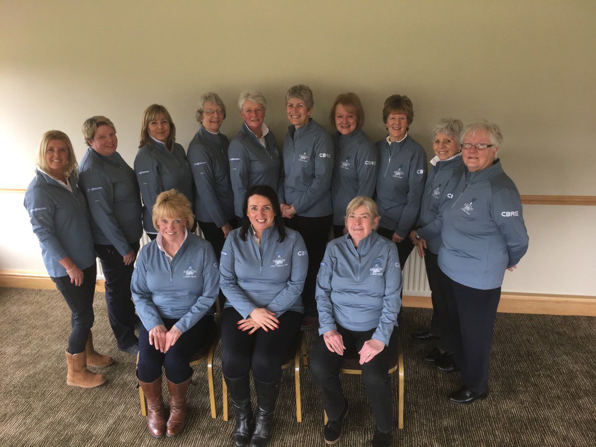 AndyRhodesPGA's tweet photo. After a successful day fundraising for @AtaxiaUK our Lady Captain took the opportunity of gathering our players & showing off their new team tops courtesy of our sponsors @AppleyardCars & @CBRE_UK Looking fabulous & coming to a fairway near you this season #teamkgc @LloydHolliday https://t.co/SzC4Nf62ef