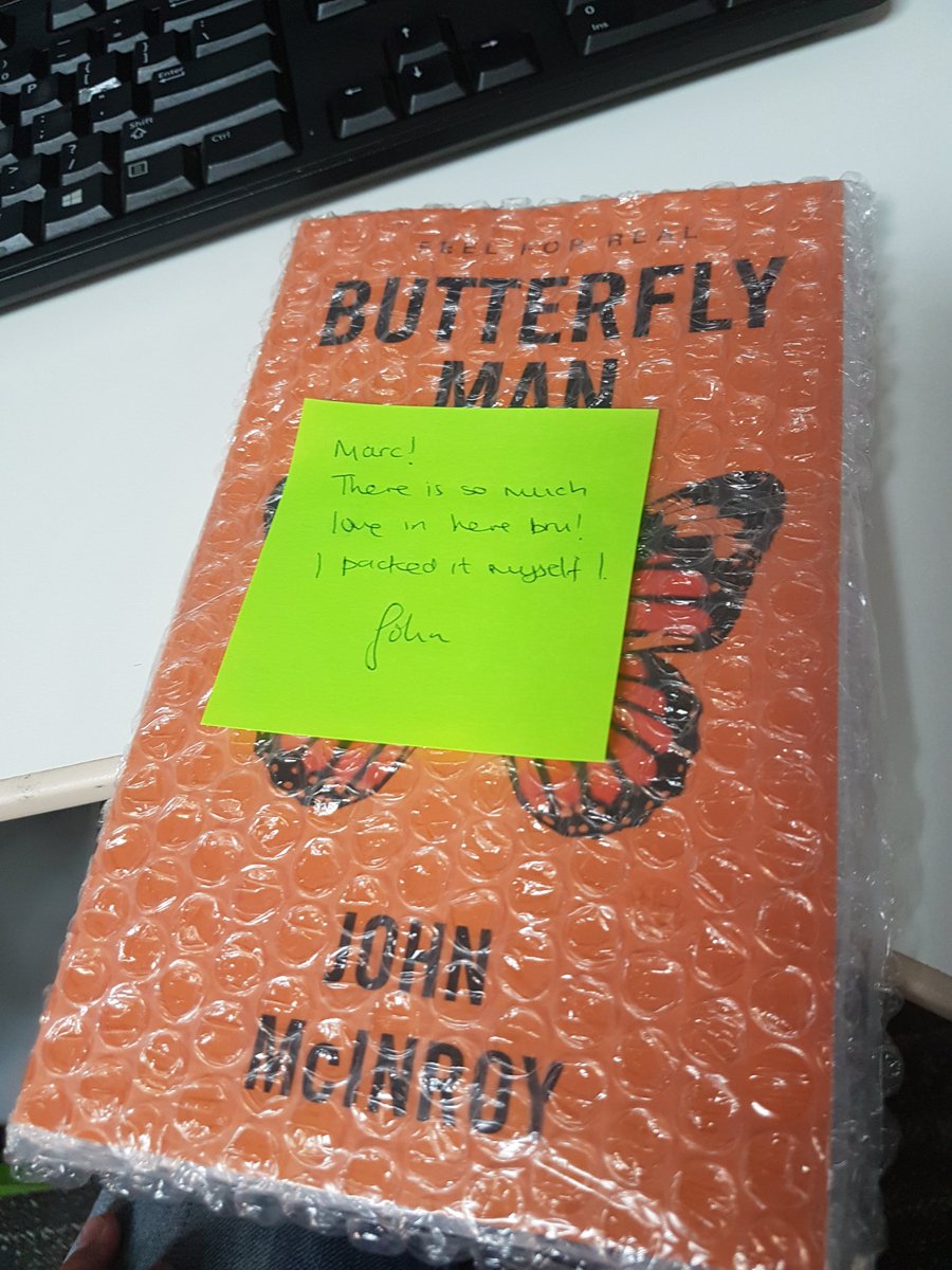 Finally got my hands on a copy of Butterfly Man. Thanks for the hand written note @johnmcinroy 👏🏼