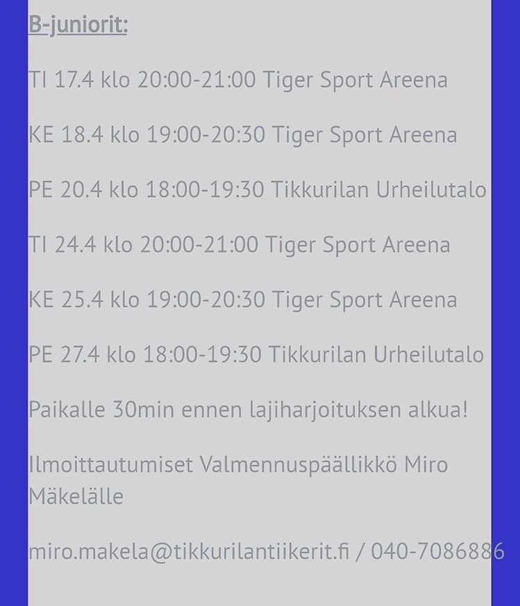 tiikeritab's tweet photo. Pistäkääs kaikki 98-02-syntyneet säbäilijät ja miksei nuoremmatkin korvan taakse kevään Try-Out tilaisuuksien päivämäärät! Tuu näyttää onko sulla sydäntä pelata Vantaan kauneimmassa! #TiikeriSydän #salibandy #sbbsm #sbasm #junnusb https://t.co/B6jhIWw07F