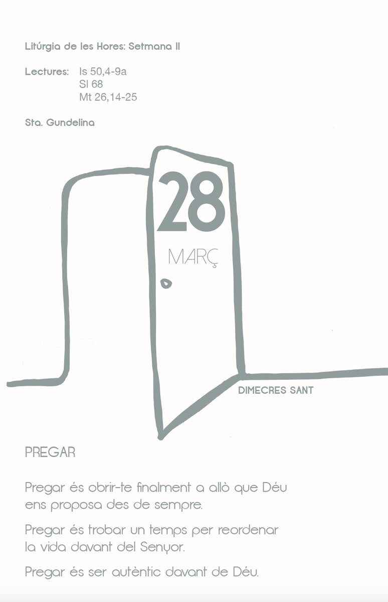 bisbatgirona's tweet image. ☕️ #bondia &quot;#Pregar és trobar un temps per reordenar la vida davant del #Senyor.&quot; #Calendari #Quaresma #BisbatGirona #DimecresSant #SetmanaSanta