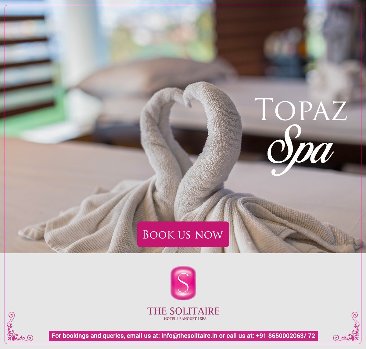 TheSolitaireDDN's tweet photo. Discover wellness as you soothe every sore muscle and break free from the worries of the world with therapies for the soul at "Topaz Spa"🌷

#topazspa #heal #relax #rejuvenate #thesolitaire #dehradun #uttarakhand #besthotelsindehradun https://t.co/2qyCcezYbv