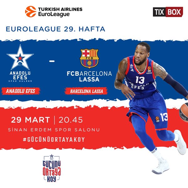 2017-2018 sezonunda evimizde oynayacağımız son EuroLeague maçında Sinan Erdem Spor Salonu'nu dolduralım, bu sezonki EuroLeague yolculuğumuzu coşkulu bir şekilde tamamlayalım!

mobile.tixbox.com.tr/etkinlik/4270/…