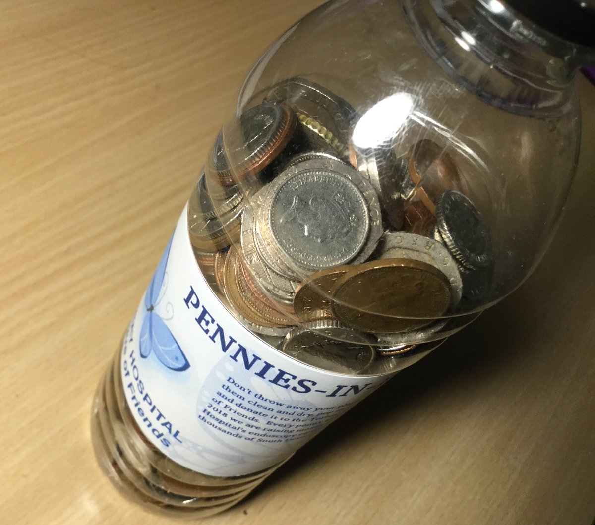 thlof's tweet photo. Not a solution but at least a 2nd life for plastic #penniesinplastic £800+ raised already @bbc5live #charity https://t.co/cC4UKHYnQQ