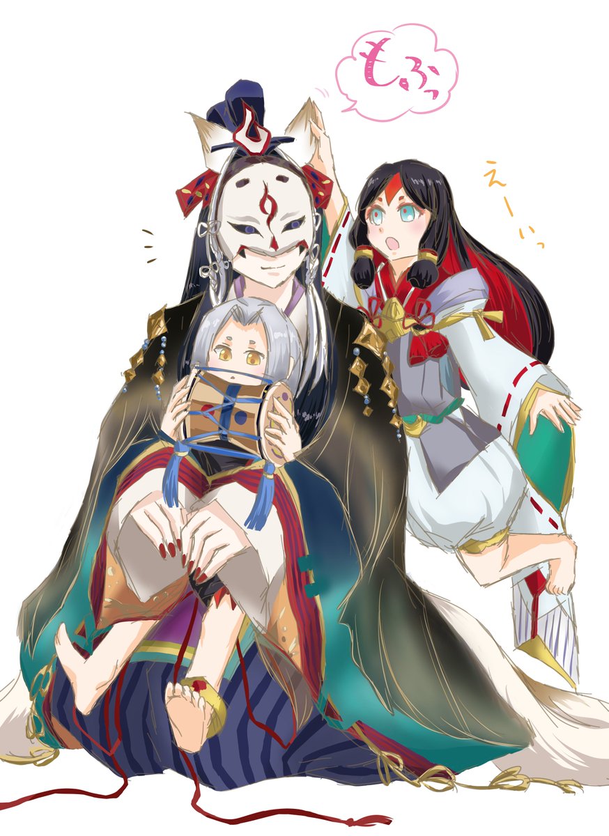 Twitter पर 陰陽師本格幻想 同人帳 今日は 朧月 さん Tenma Oboroduki のイラストを紹介します 玉藻前様 いつも中性的なイメージなのですが 黒童子様や白童子様と遊ばれる時のお姿 優しさに溢れていますね 微笑ましい光景です 素敵な作品をありがとう