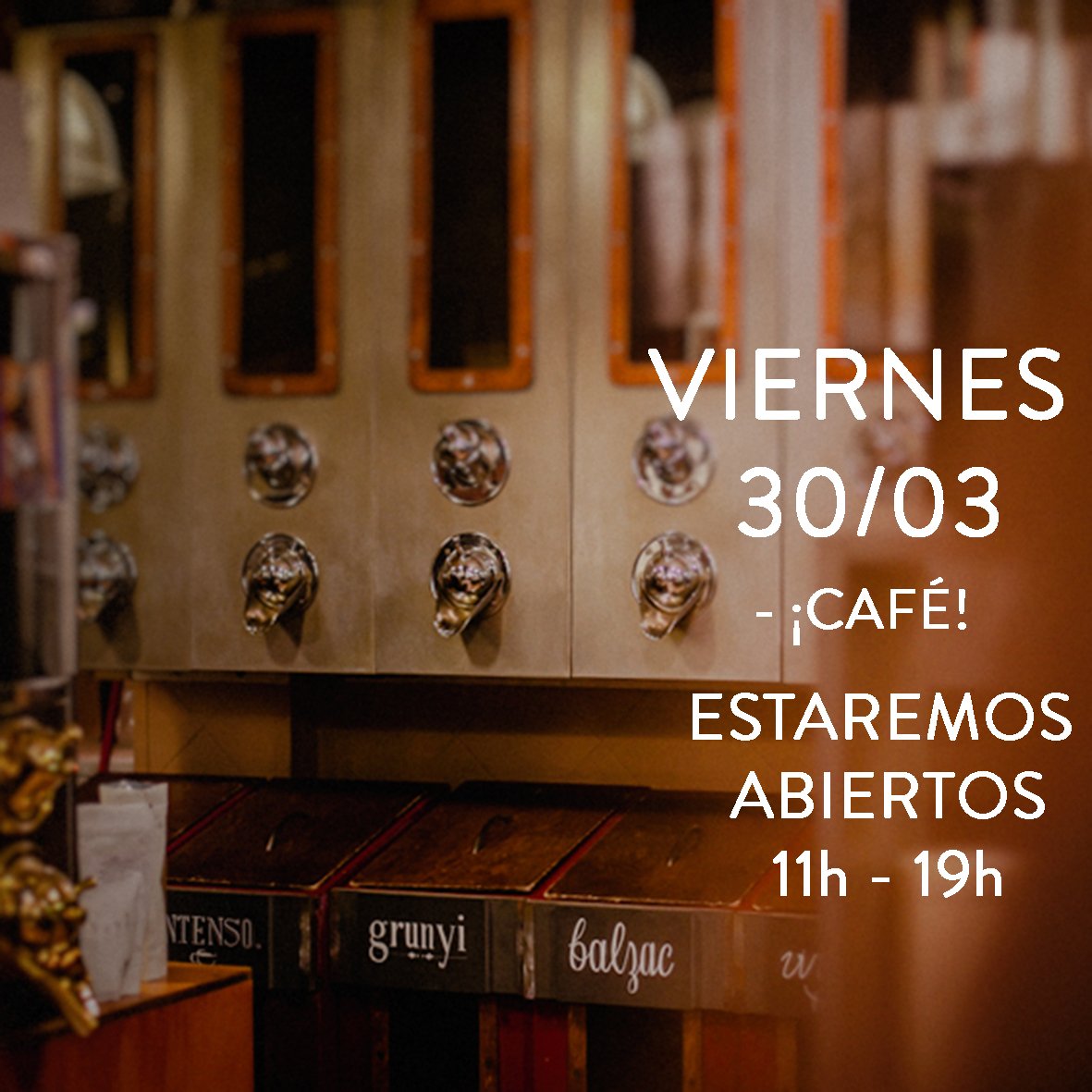 Pásate a visitarnos y a tomar un café. 
*El lunes 2/04 estaremos cerrados. 
#CafésElMagnífico #Café #Tienda #CafésExcepcionales #Baristas