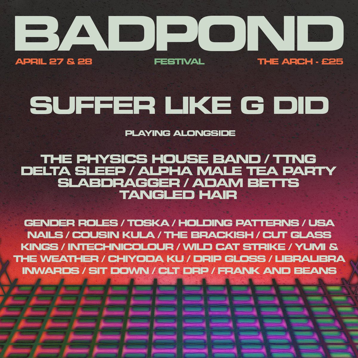 sufferlikegdid's tweet photo. We play @BadPondFestival in a month to the day. Gonna be a big nut bust! Super limited day tickets now available via @dicefm https://t.co/FRMStGoCvO