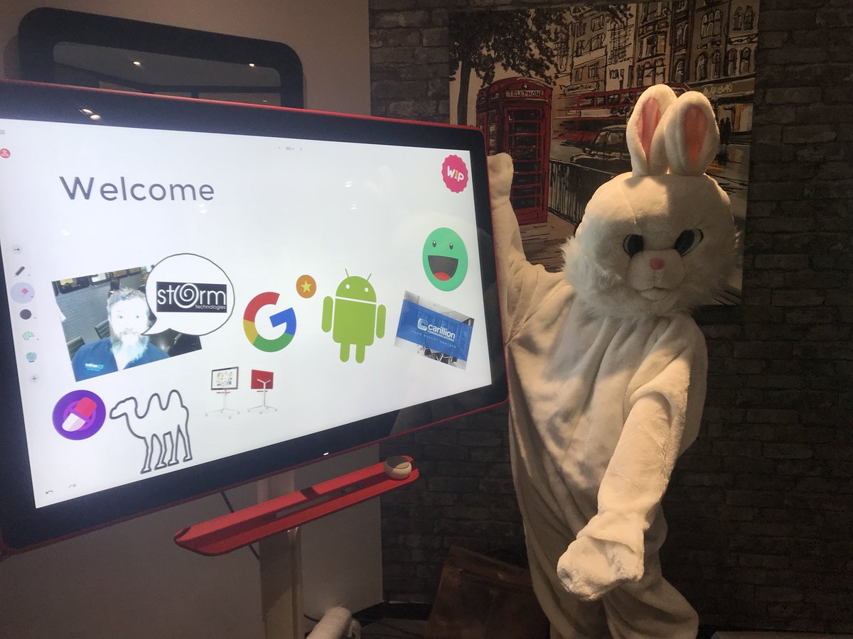 CarillionComms's tweet photo. Easter is almost here so the Bunny is out training and demonstrating @jamboard @Google @googleresearch @googlechrome @BenQ_UK #easter #collaboration #interactiveminds @educationgovuk @gsuite @GSuiteDevs https://t.co/ZsM21qrxpm