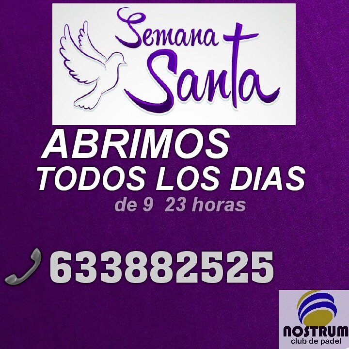 ❗En Semana Santa 🎵ABRIMOS🎵 todos los dīas❗💃💃🎾🎾🔝🔝
En horario habitual, de 9 a 23 horas, si queréis jugar no dudeis en llamarnos al 📞633882525.
⭕OS ESPERAMOS⭕